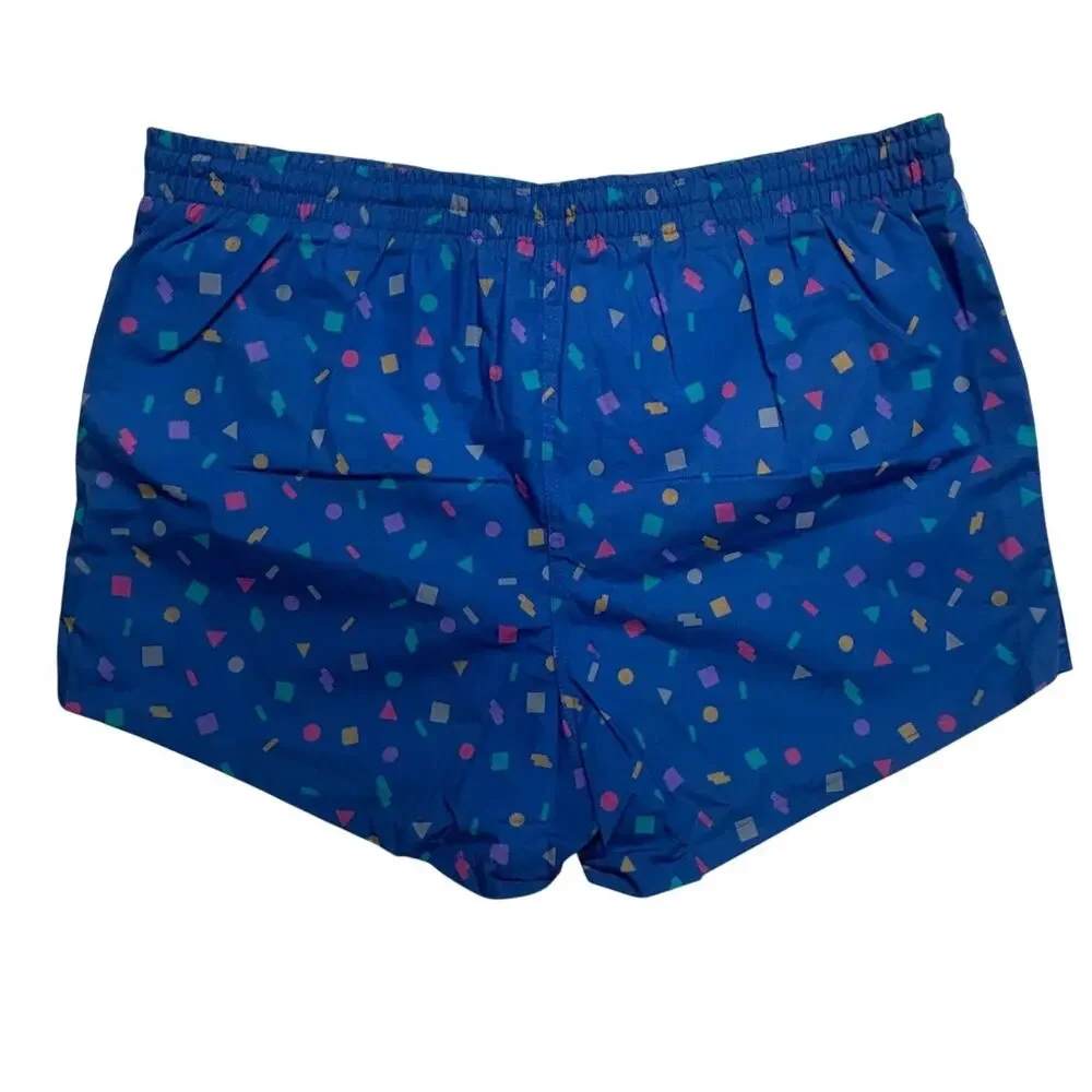 Vintage Sun Gear Shorts Medium Mens Blue Geometric Swim Trunks Made in Taiwan